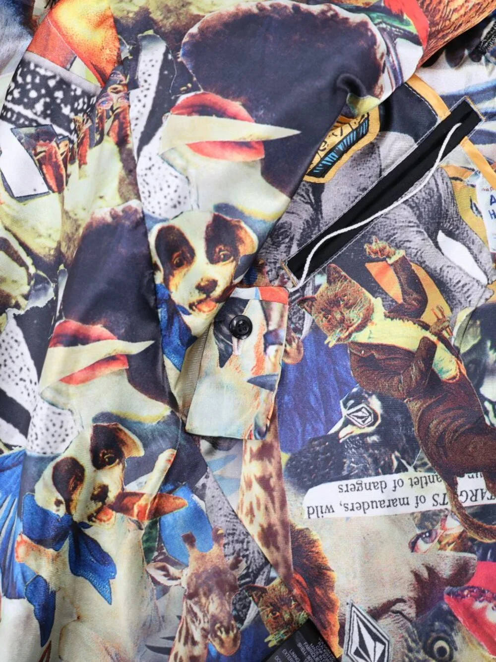 Volcom tuxedo Blazer Mens Large  One Button Animals Printed Lined sport coat